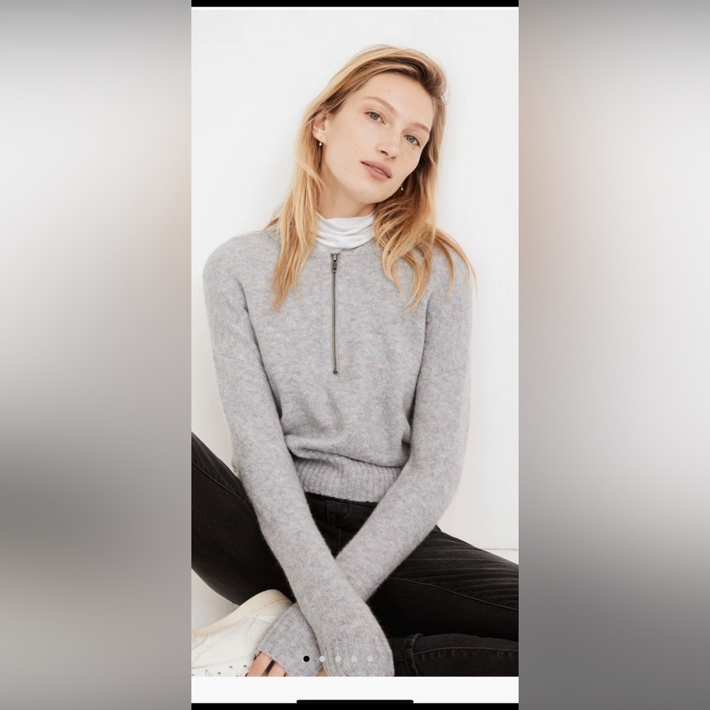 Madewell York PullOver Wool Blend Half Zipped Sweater